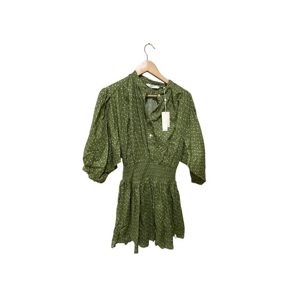 REBECCA TAYLOR Ikat Fleur Smocked Cotton Shirt Dress Size Medium - Picture 5 of 6